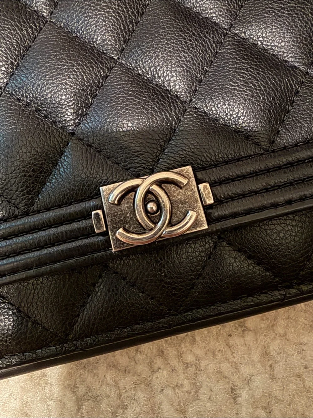 CHANEL Black Quilted Boy WOC